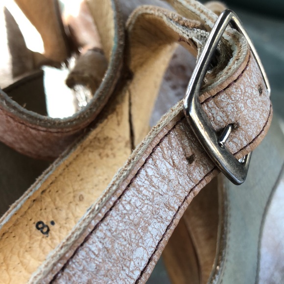 BED STU Tan Brown Cream Washed Clog Heeled Strapped Open Toe Sandals - Picture 11 of 13